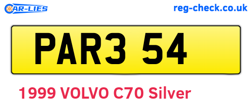 PAR354 are the vehicle registration plates.