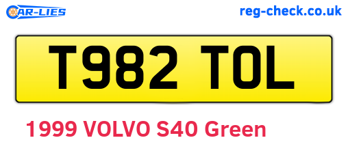 T982TOL are the vehicle registration plates.