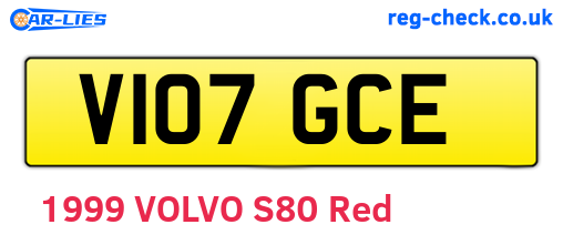 V107GCE are the vehicle registration plates.