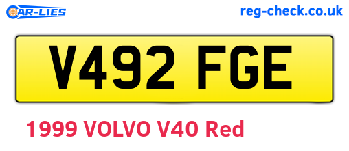 V492FGE are the vehicle registration plates.