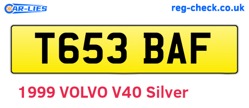 T653BAF are the vehicle registration plates.