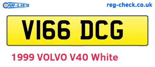 V166DCG are the vehicle registration plates.