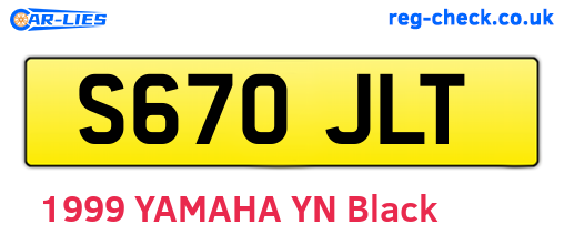 S670JLT are the vehicle registration plates.