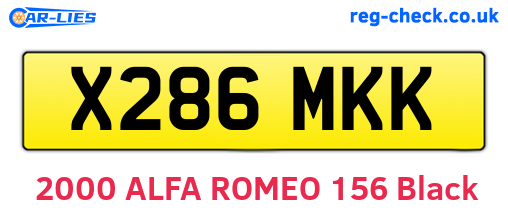 X286MKK are the vehicle registration plates.
