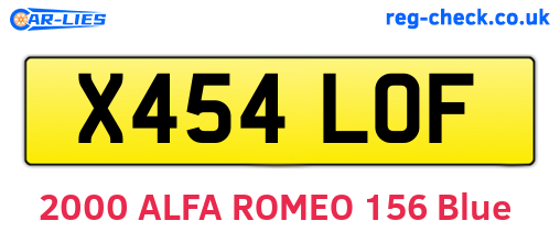 X454LOF are the vehicle registration plates.