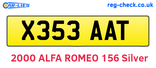 X353AAT are the vehicle registration plates.