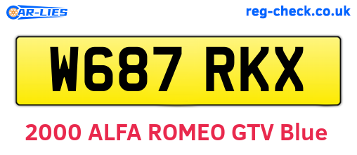 W687RKX are the vehicle registration plates.