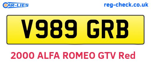 V989GRB are the vehicle registration plates.