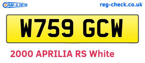 W759GCW are the vehicle registration plates.