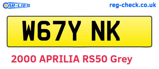 W67YNK are the vehicle registration plates.