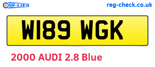 W189WGK are the vehicle registration plates.