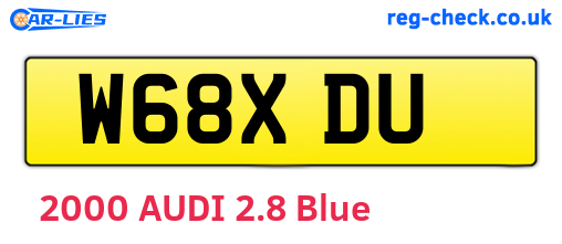 W68XDU are the vehicle registration plates.