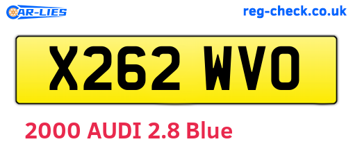 X262WVO are the vehicle registration plates.