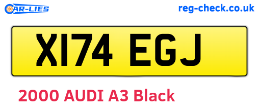 X174EGJ are the vehicle registration plates.