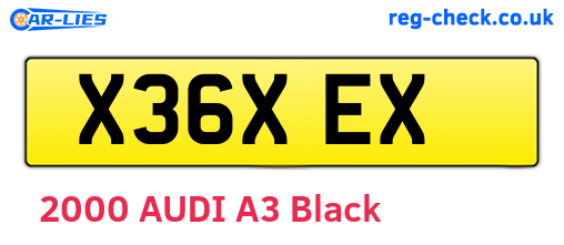 X36XEX are the vehicle registration plates.