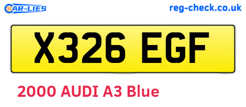 X326EGF are the vehicle registration plates.