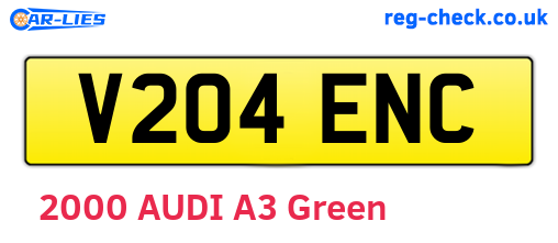 V204ENC are the vehicle registration plates.