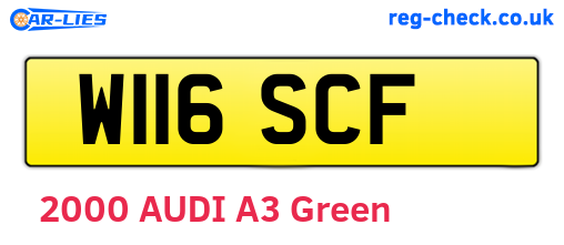 W116SCF are the vehicle registration plates.