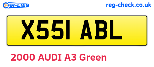 X551ABL are the vehicle registration plates.
