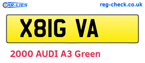 X81GVA are the vehicle registration plates.
