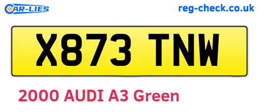 X873TNW are the vehicle registration plates.