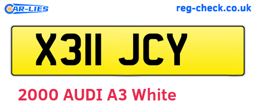 X311JCY are the vehicle registration plates.