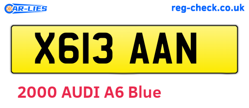 X613AAN are the vehicle registration plates.