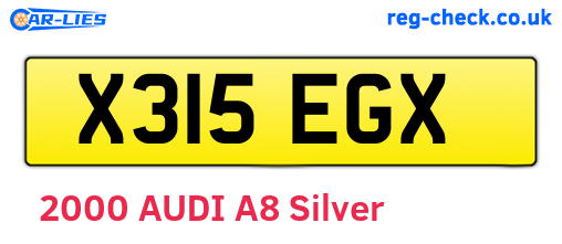X315EGX are the vehicle registration plates.