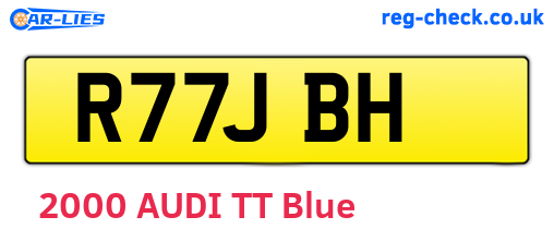 R77JBH are the vehicle registration plates.
