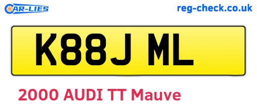 K88JML are the vehicle registration plates.