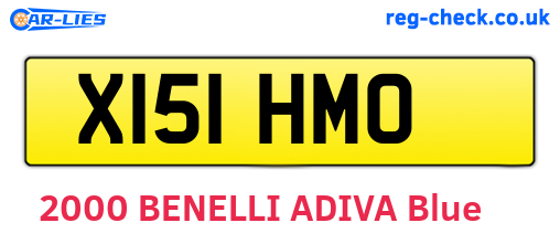 X151HMO are the vehicle registration plates.