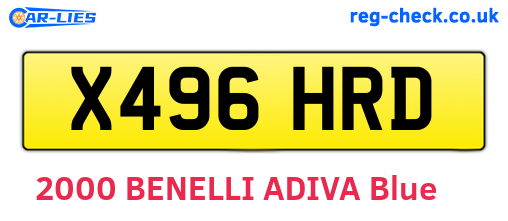 X496HRD are the vehicle registration plates.