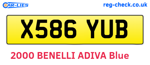 X586YUB are the vehicle registration plates.
