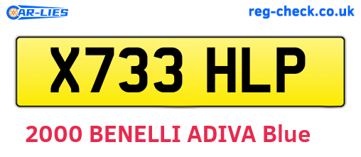 X733HLP are the vehicle registration plates.