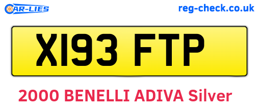 X193FTP are the vehicle registration plates.