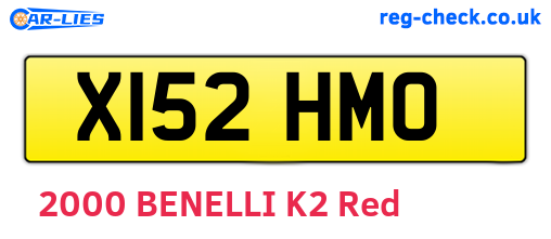 X152HMO are the vehicle registration plates.