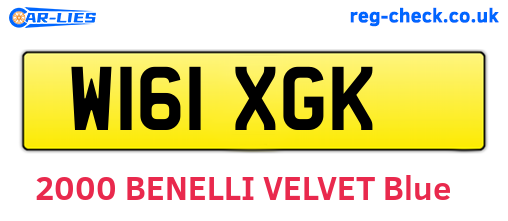 W161XGK are the vehicle registration plates.