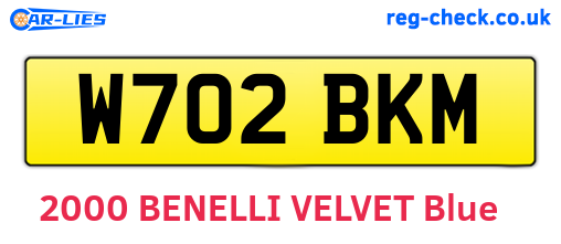 W702BKM are the vehicle registration plates.