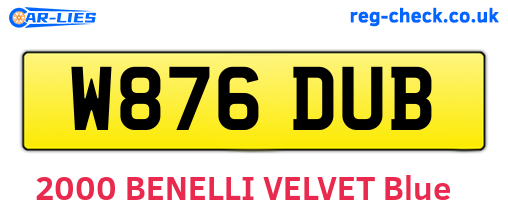 W876DUB are the vehicle registration plates.
