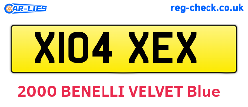X104XEX are the vehicle registration plates.