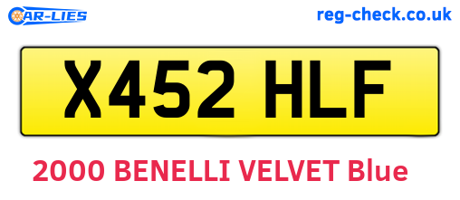 X452HLF are the vehicle registration plates.
