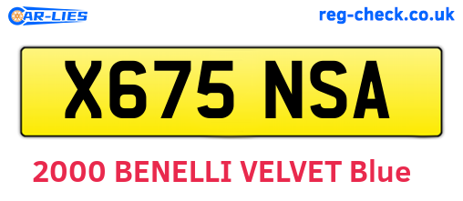 X675NSA are the vehicle registration plates.