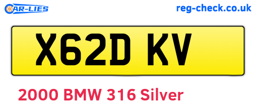 X62DKV are the vehicle registration plates.