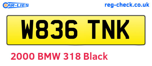 W836TNK are the vehicle registration plates.