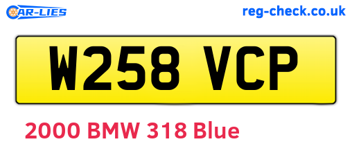 W258VCP are the vehicle registration plates.