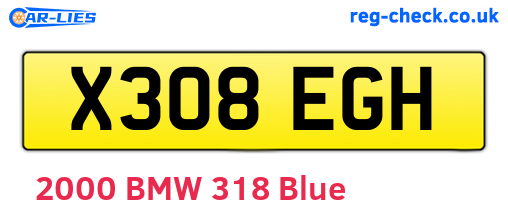 X308EGH are the vehicle registration plates.