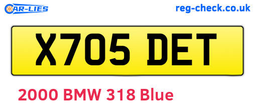 X705DET are the vehicle registration plates.