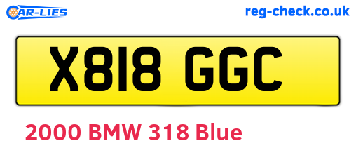 X818GGC are the vehicle registration plates.
