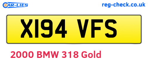 X194VFS are the vehicle registration plates.