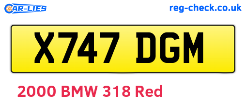 X747DGM are the vehicle registration plates.